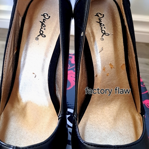 Qupid | Black suede ~ pleather blocked High heel - Picture 8 of 10